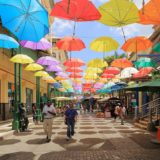 Umbrellas at Caudan Waterfront Mall, Port Louis, Mauritius