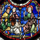 Christ telling the Good Samaritan parable to the Pharisees, Chartres Cathedral, France