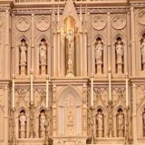 The intricate wooden sculpture at St Partick's Basilica in Montreal