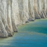 The Seven Sisters chalk cliffs in East Sussex, England