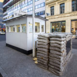 Checkpoint Charlie--the Berlin Wall crossing point between East and West Berlin during the Cold War