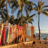 Surfboards in Waikiki, Honolulu, Hawaii