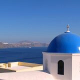A blue dome church at Oia, Santorini, Greece