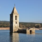 The submerged Church of Sant Romà de Sau, Catalonia, Spain