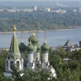 A church by the Volga River in Nizhny Novgorod, Rissia
